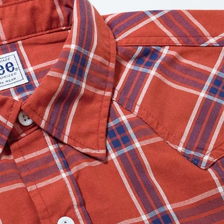 【Lee】LADIES WESTERN CHECK SHIRTS(Navy×White)/レディースウエスタンチェック半袖シャツ(ネイビー×ホワイト)