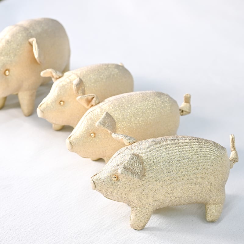 金箔豚 豚の貯金箱 ゴールド ブタ pig 風水 財運 金運 商売繁盛 置物( 中