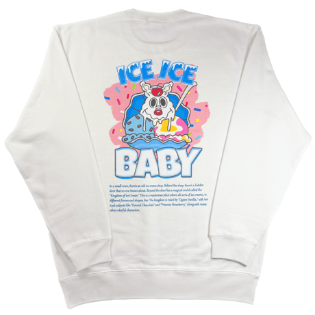 ICEICE BABY フロントロゴ 刺繍バックプリント トレーナー(白)