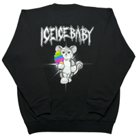 ICEICE BABY フロントロゴ 刺繍バックプリント トレーナー(黒)