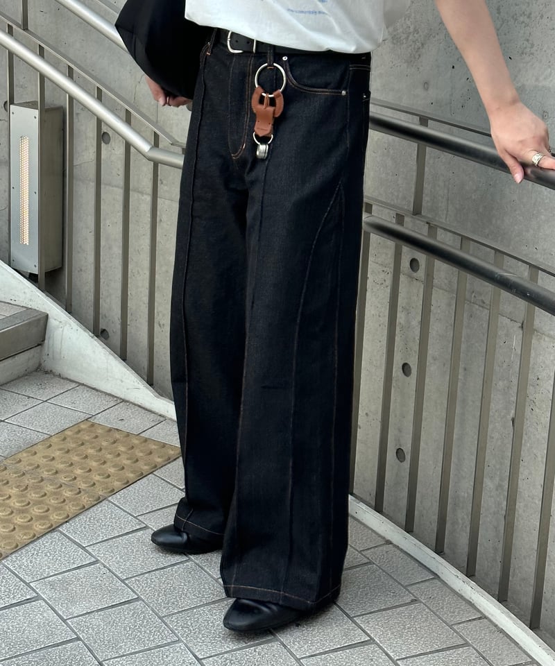 MM6 バギー ワイド フレア デニム ブラック MM6 エムエムシックス メゾンマルジェラ ワイドパンツ S52LA0167