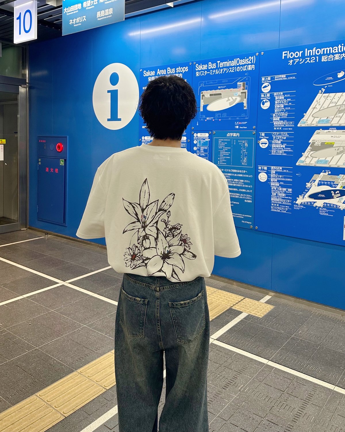 花柄プリントTシャツ【WHITE】 | ”IKINUKI”
