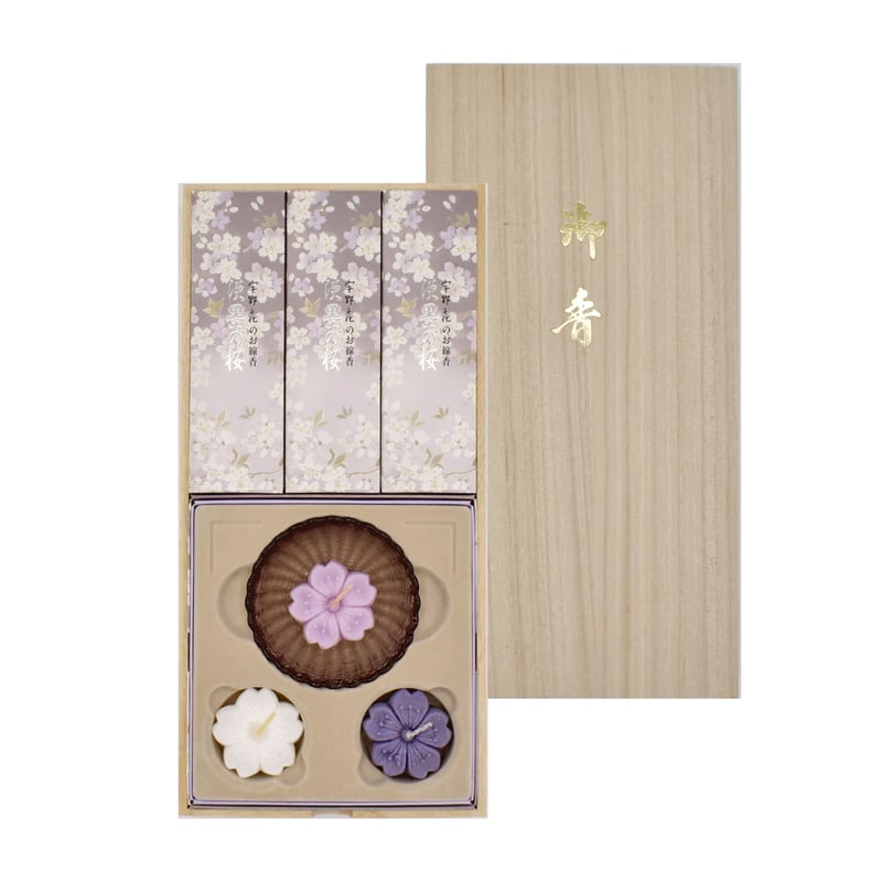 ohanarr セット 単品購入◎ ※大幅値下げしました！ 進物用お線香 宇野千代のお線香 淡墨の桜 桐箱浮きローソクセット
