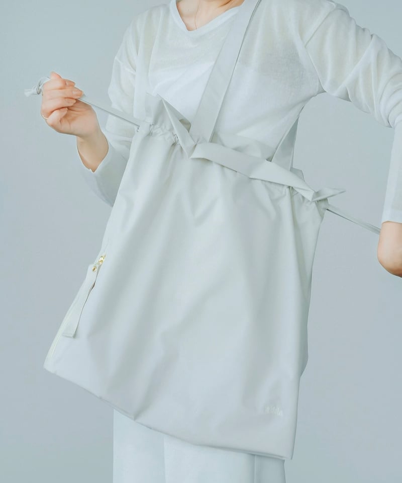 エコバッグ＆ポーチ＆巾着♡レディ＆わんこ SET｜巾着エコバッグ アイボリー+ミニポーチ（ヨコ）ブラック | yékla