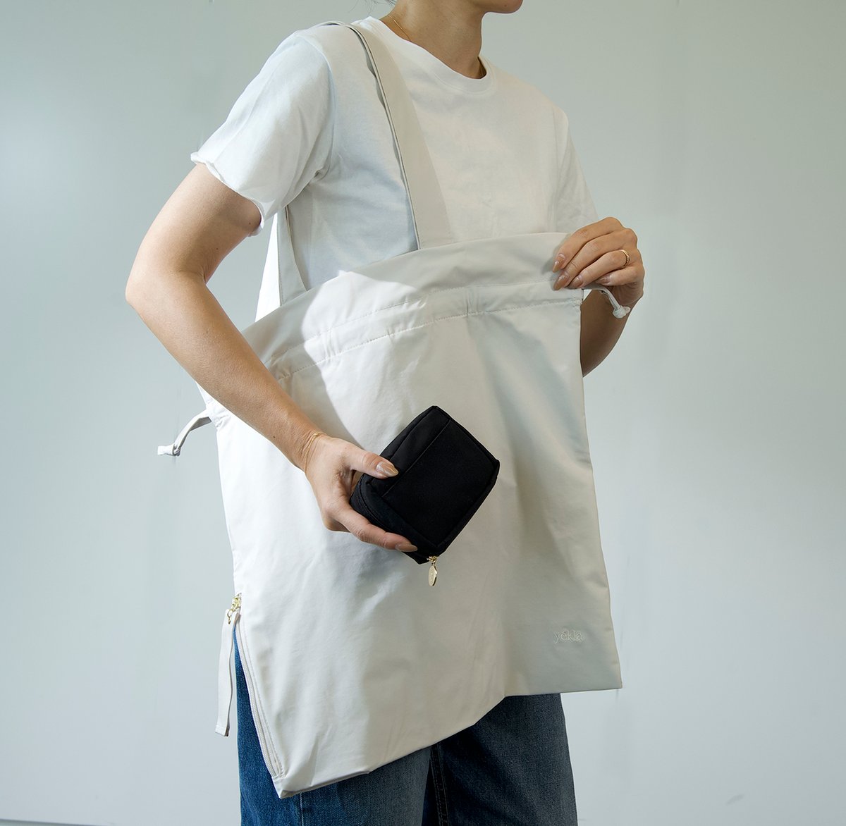 ENOF】twill mini bag ENOF twill mini bag ホワイト 巾着バッグ twill 
