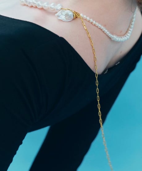 Aging baroque pearl necklace 45cm gold
