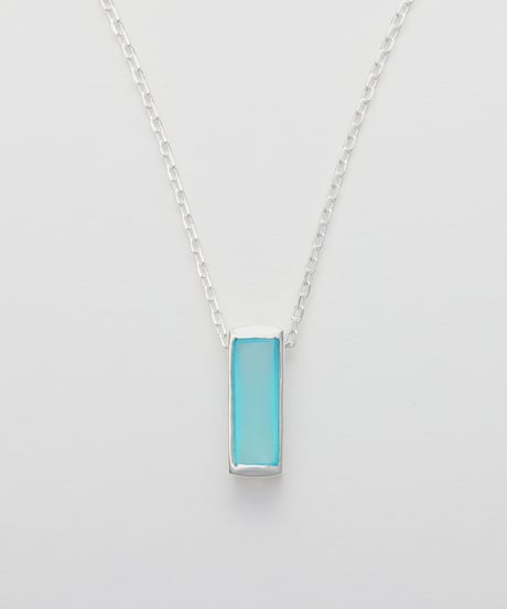 Recette stone necklace (seablue chalcedony) 45cm silver