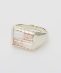 Recette stone ring double (Strawberry Quartz×CR×white pearl) silver
