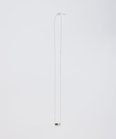 Recette stone necklace (onyx×crystal) 45cm silver