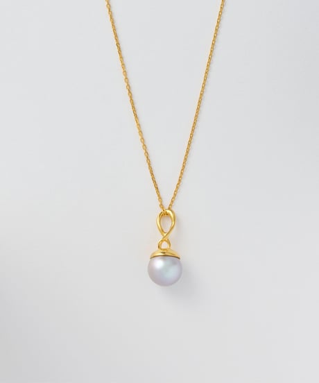 Aging round pearl gray necklace 50cm gold