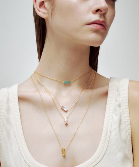 Recette stone necklace (labradrite×CR×white pearl) 45cm gold
