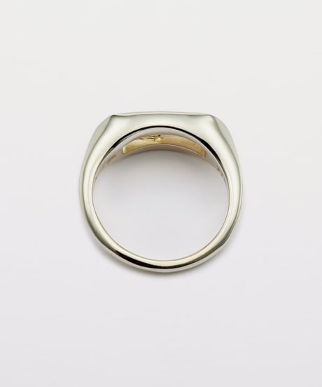 Recette stone ring single (labradrite×white pearl×crystal) silver