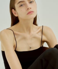 Cercle stone long necklace 60cm silver