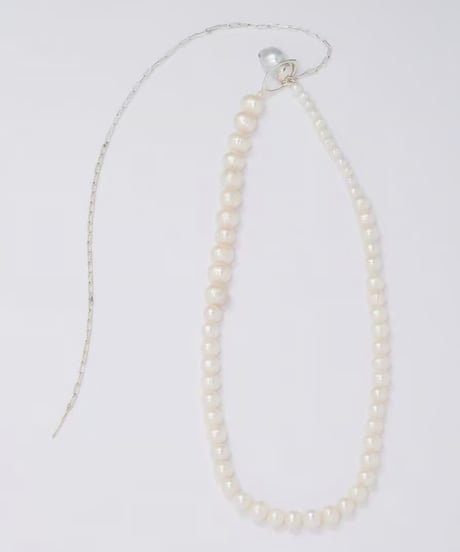 Aging baroque pearl necklace 45cm silver