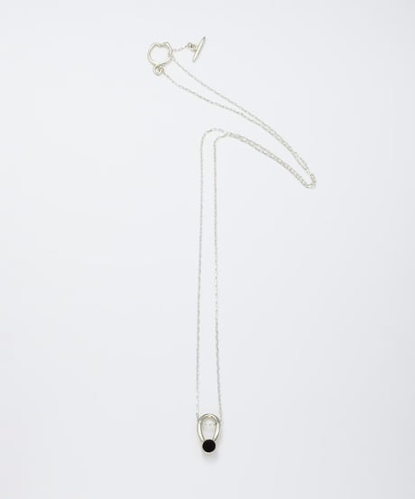 Cercle stone long necklace 60cm silver