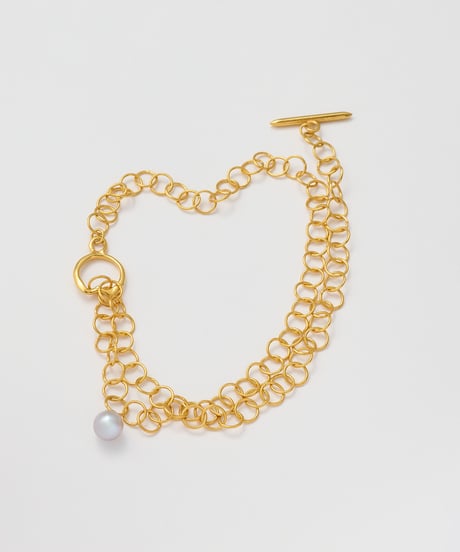Aging round pearl gray chain-choker gold