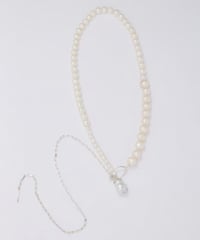 Aging baroque pearl necklace 45cm silver