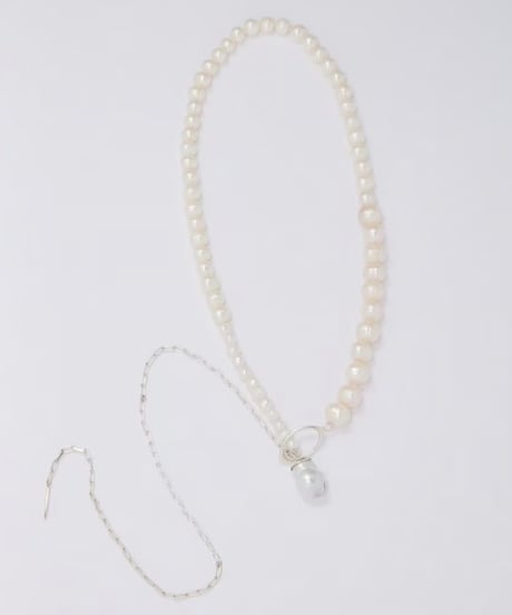 Aging baroque pearl necklace 45cm silver