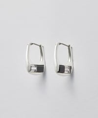 Recette stone pierce (onyx×crystal) pair silver