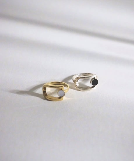 Cercle stone ring (onyx) silver
