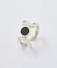 Cercle stone earcuff half (onyx) silver
