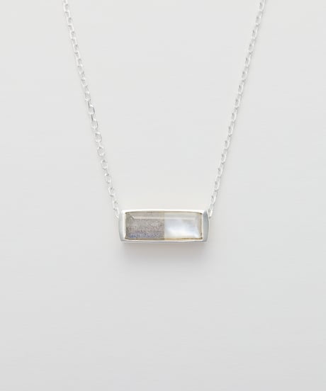 Recette stone necklace (labradrite×CR×white pearl) 45cm silver