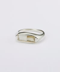 Recette stone ring single (labradrite×white pearl×crystal) silver