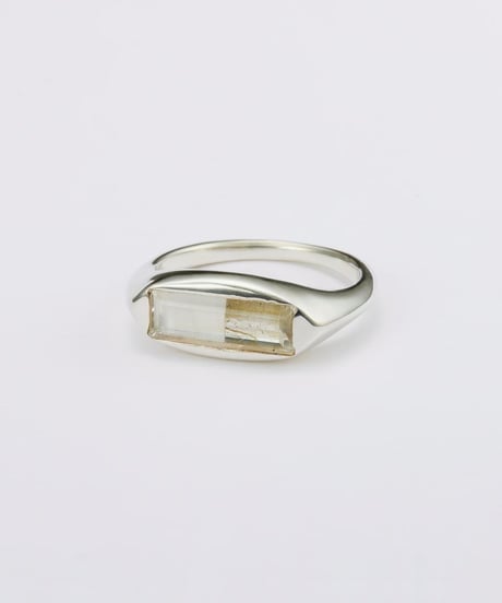 Recette stone ring single (labradrite×white pearl×crystal) silver