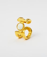 Cercle stone earcuff half gold (white pearl) gold