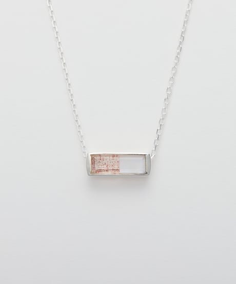 Recette stone necklace (Strawberry Quartz×CR×white pearl) 45cm silver