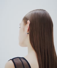 Recette stone pierce (onyx×crystal) pair silver