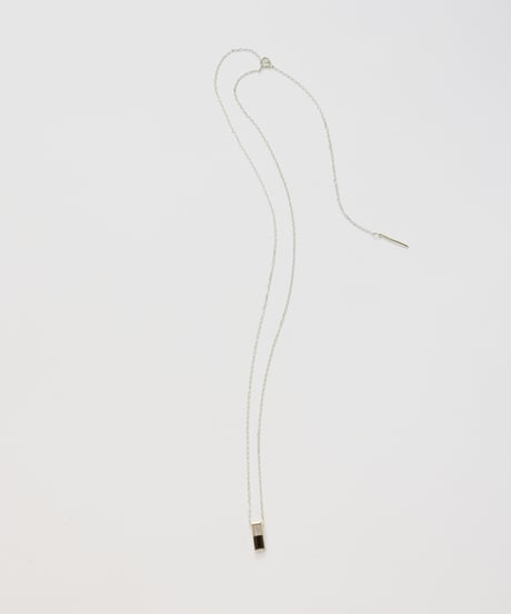 Recette stone necklace (onyx×crystal) 45cm silver