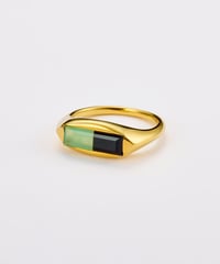 Recette stone ring single (chrysoprease×onxy×crystal) gold