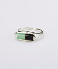 Recette stone ring single (chrysoprease×onxy×crystal) silver
