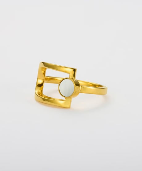 Cercle stone ring gold (white pearl) gold