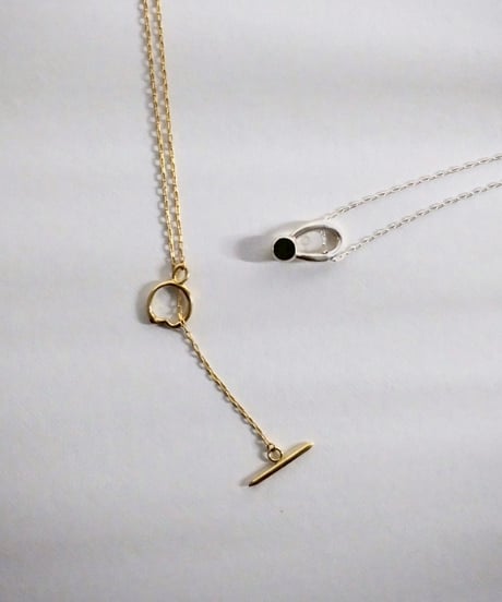 Cercle stone long necklace 60cm gold