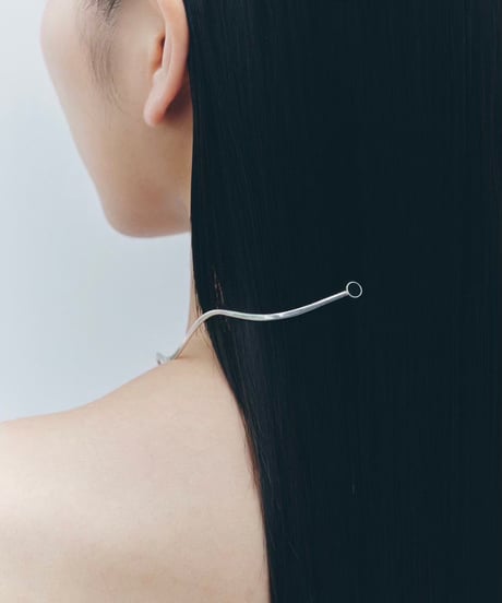 Cercle stone neckcuff (onyx) silver