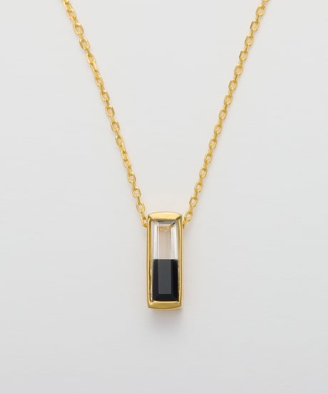 Recette stone necklace (onyx×crystal) 45cm gold