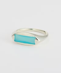 Recette stone ring single (Seablue chalcedony) silver