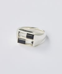 Recette stone ring double (onyx×crystal) silver