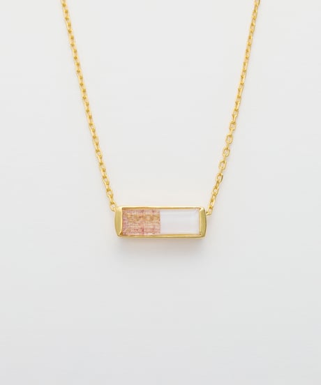 Recette stone necklace (Strawberry Quartz×CR×white pearl) 45cm gold