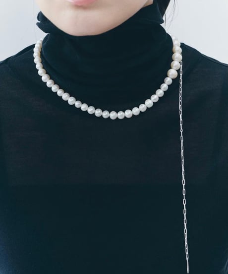 Aging baroque pearl necklace 45cm silver