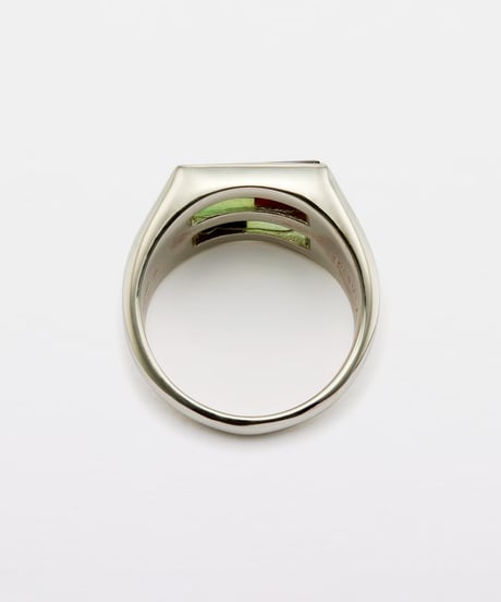 Recette stone ring doubie (chrysoprease×onxy×crystal）silver