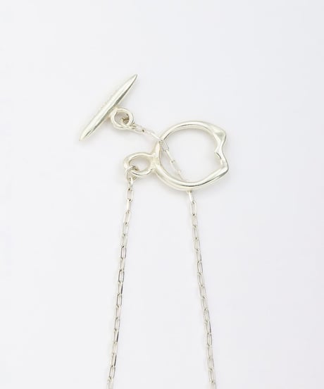 Cercle stone long necklace 60cm silver