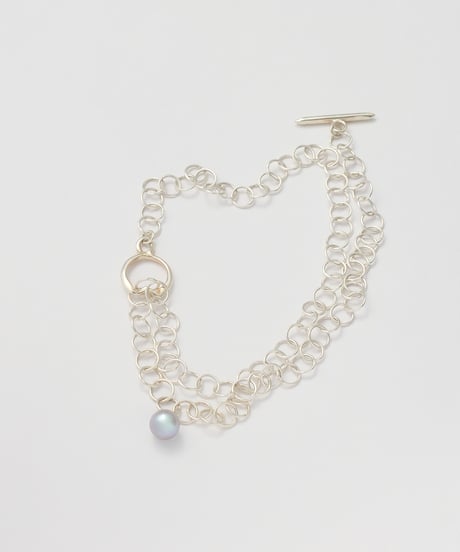 Aging round pearl gray chain-choker silver
