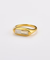 Recette stone ring single (labradrite×white pearl×crystal) gold