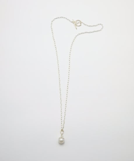 Aging round pearl necklace 50cm silver
