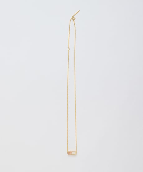 Recette stone necklace (Strawberry Quartz×CR×white pearl) 45cm gold