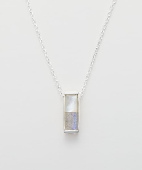 Recette stone necklace (labradrite×CR×white pearl) 45cm silver