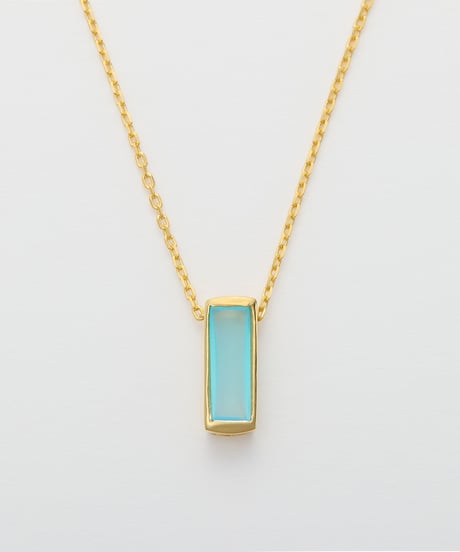 Recette stone necklace (seablue chalcedony) 45cm gold